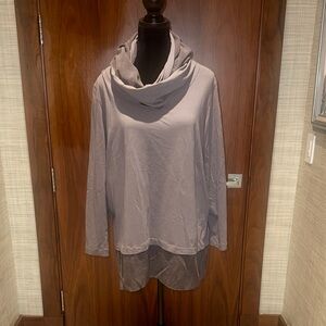 Elegant Gray Cowl Neck Women's Blouse